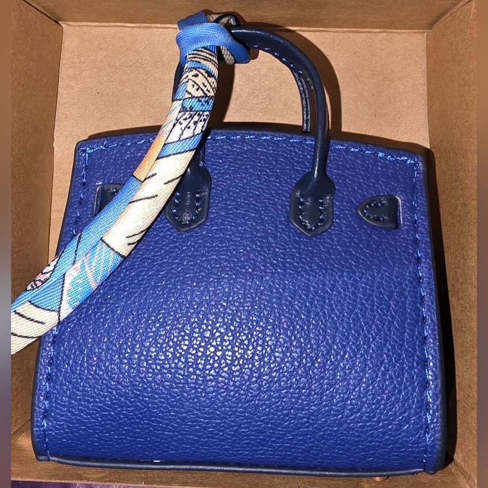 Blue Mini Structured Satchel Bag with Red & White Accents - Picture 3 of 10